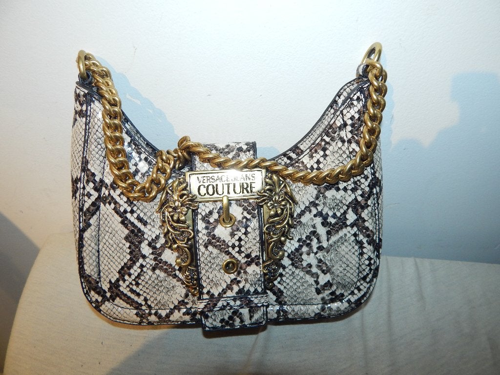 Versace jeans couture handtas snake print gouden merk gesp, Verzenden, Zo goed als nieuw, Overige kleuren, Handtas