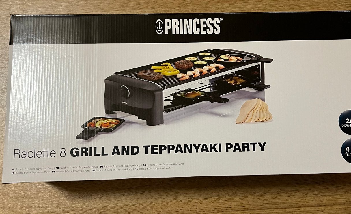 Princess Raclette 8 Grill & Teppanyaki Party gourmetstel, Ophalen, Overige typen, Zo goed als nieuw, Zwart