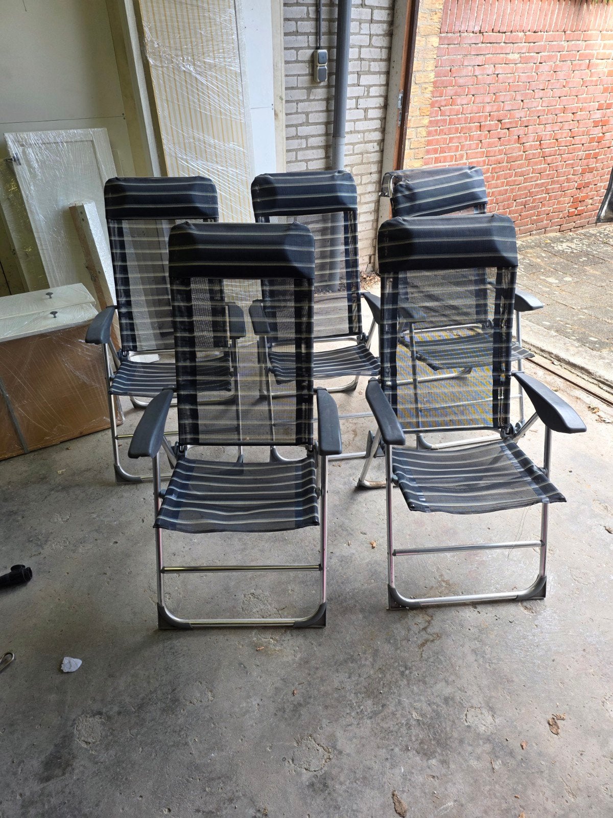 Set van 5 verstelbare campingstoelen, Tuin en Terras, Ophalen, Gebruikt, Aluminium, Inklapbaar