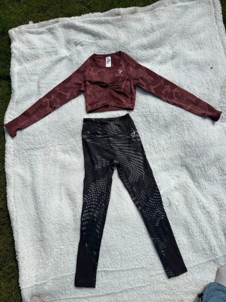 Gymshark set legging + crop top maat S nieuw, Verzenden, Zwart, Nieuw, Fitness of Aerobics