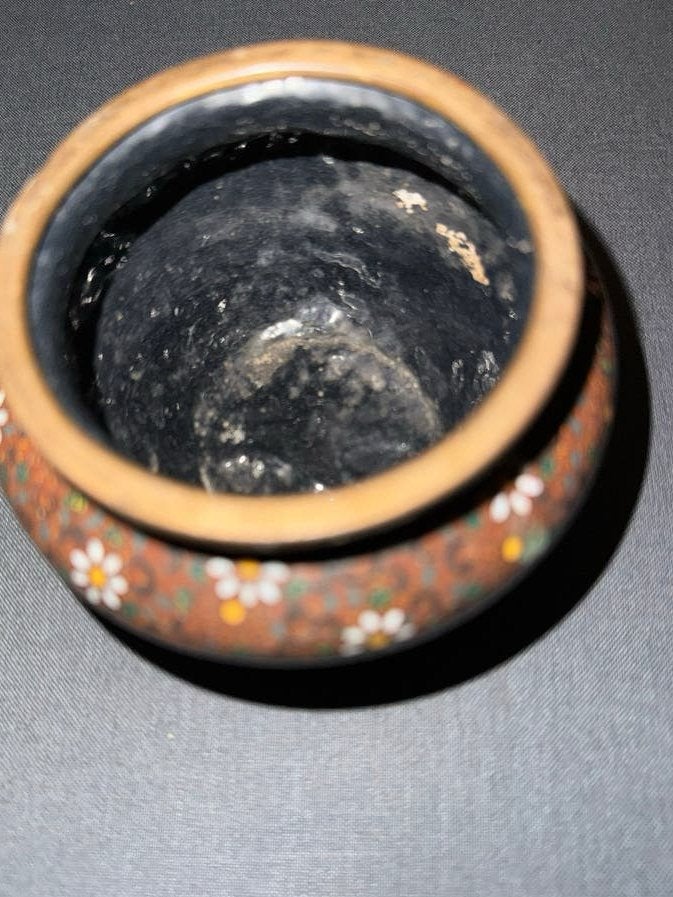 Antieke Cloisonné Miniatuur Vaasje/Potje, Ophalen of Verzenden