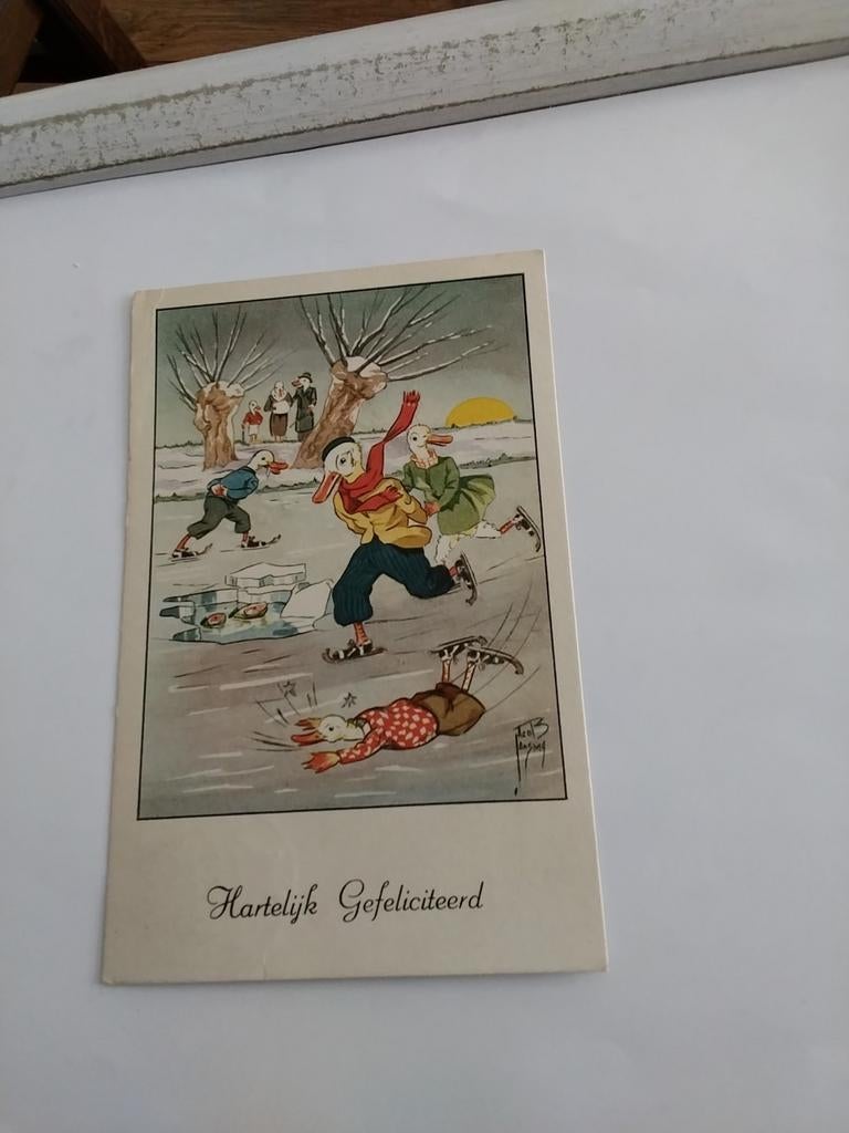 JACOB JANSMA/ GANS OP ZIJN SNUIT BIJ HET SCHAATSEN, Ophalen of Verzenden, 1940 tot 1960, Sterren en Beroemdheden