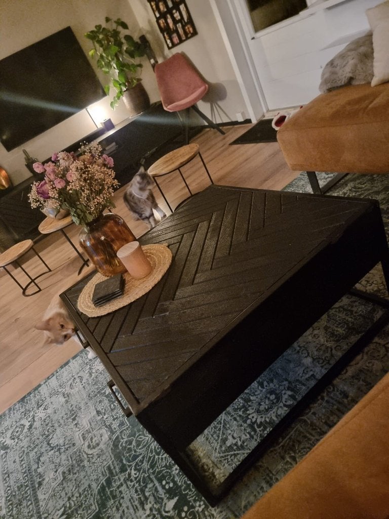 Salontafel mangohout, Ophalen, 100 tot 150 cm, Vierkant, 50 tot 100 cm