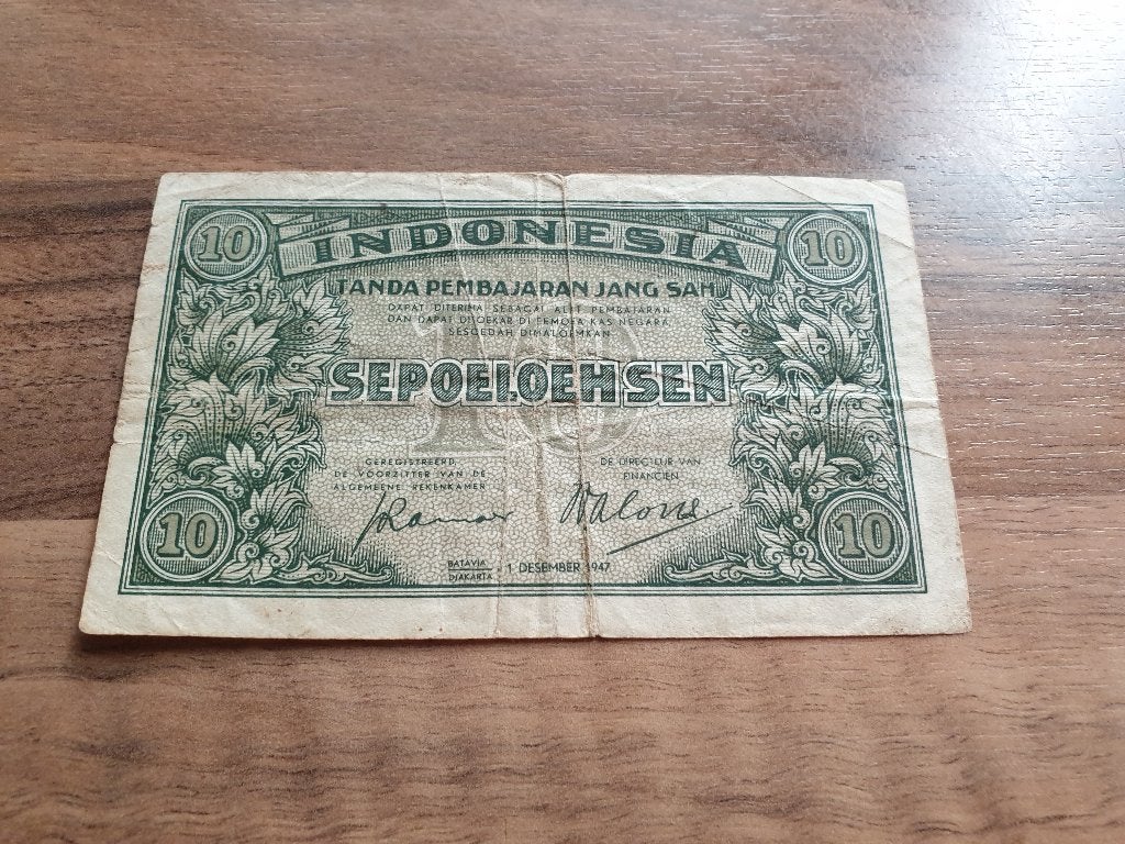 Indonesie 10 Sen 1947, Postzegels en Munten, Bankbiljetten | Azië, Verzenden, Zuidoost-Azië