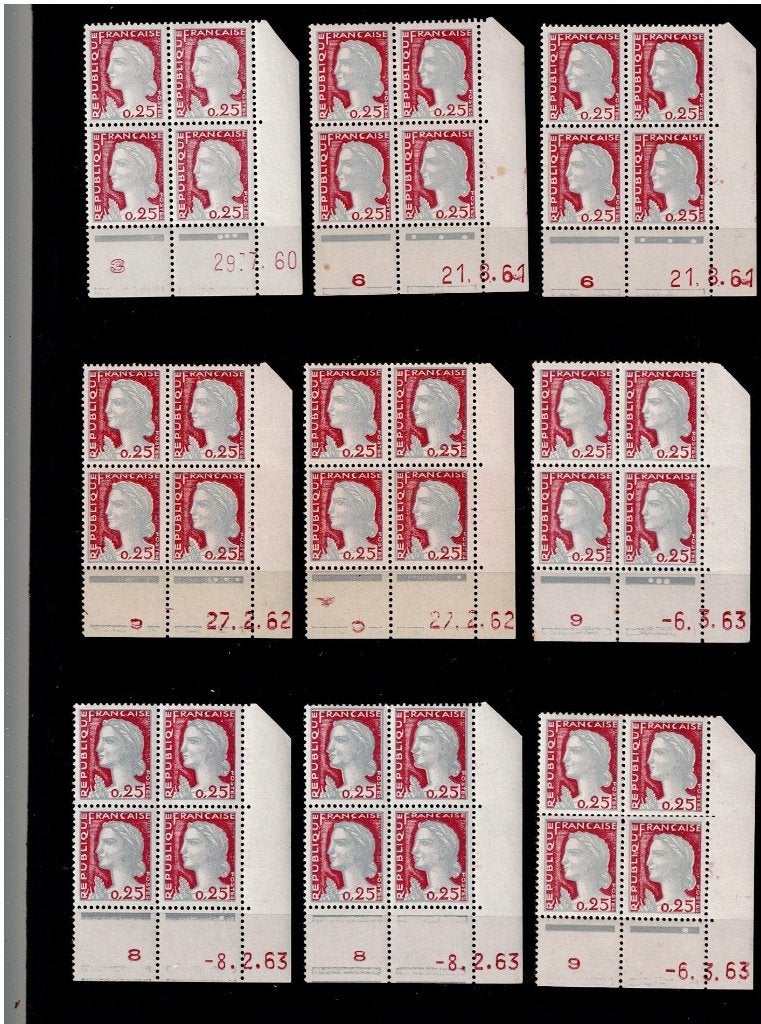 Frankrijk, blokken van 4 Postfris en gestempeld, Verzenden, Postfris