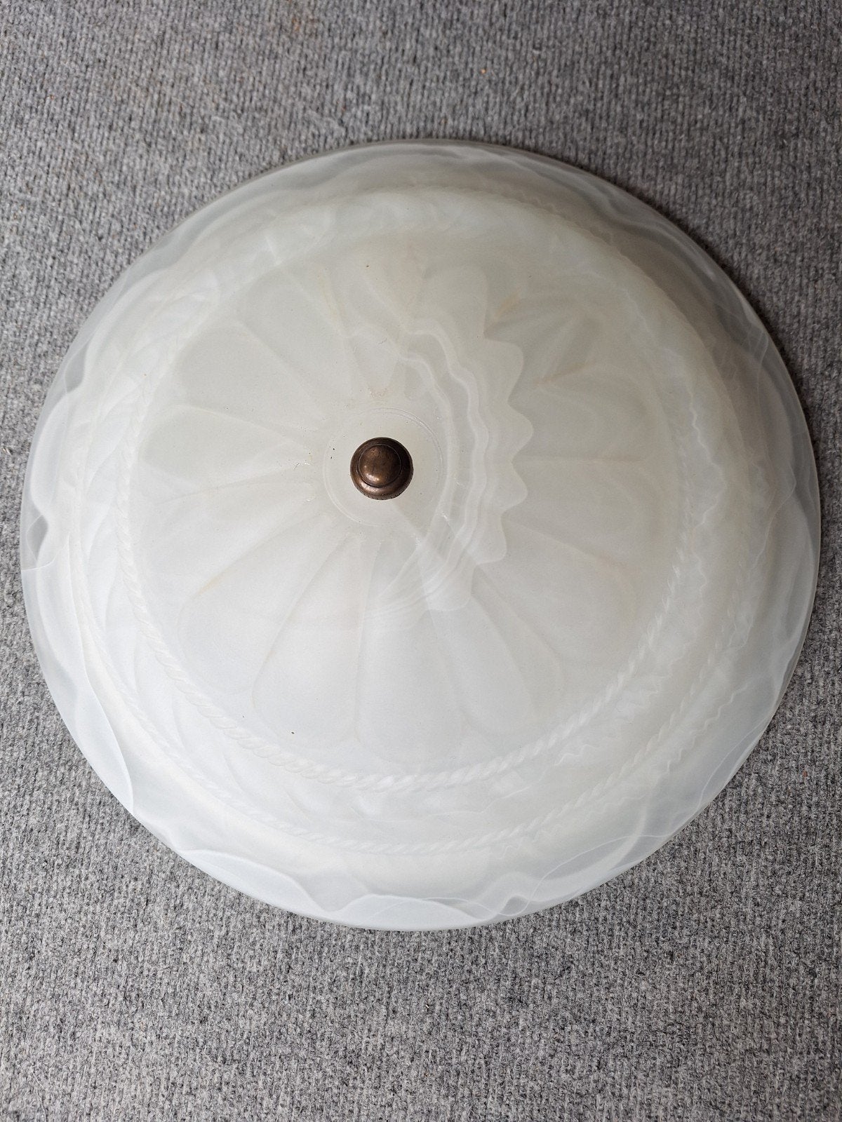Witte Plafondlamp met Decoratief Patroon, Huis en Inrichting, Gebruikt, Ophalen of Verzenden, Glas, Wit