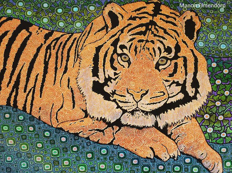 Uniek Handgeschilderd Schilderij "Jungle Tiger" Kunst Nieuw, Ophalen of Verzenden