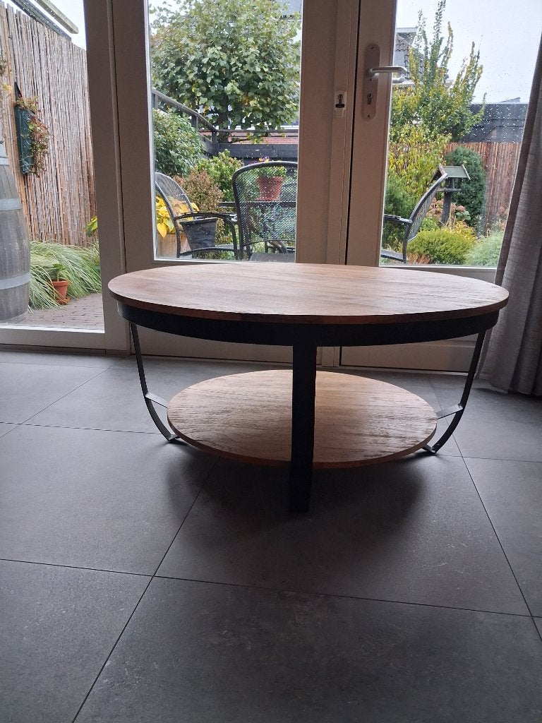 Te koop een mango salontafel, Ophalen, 50 tot 100 cm, Rond, 50 tot 100 cm