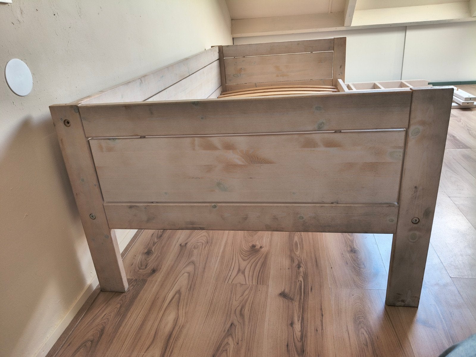 Lifetime bed, massief grenen, white wash, Gebruikt, 90 cm, Eenpersoons, Wit