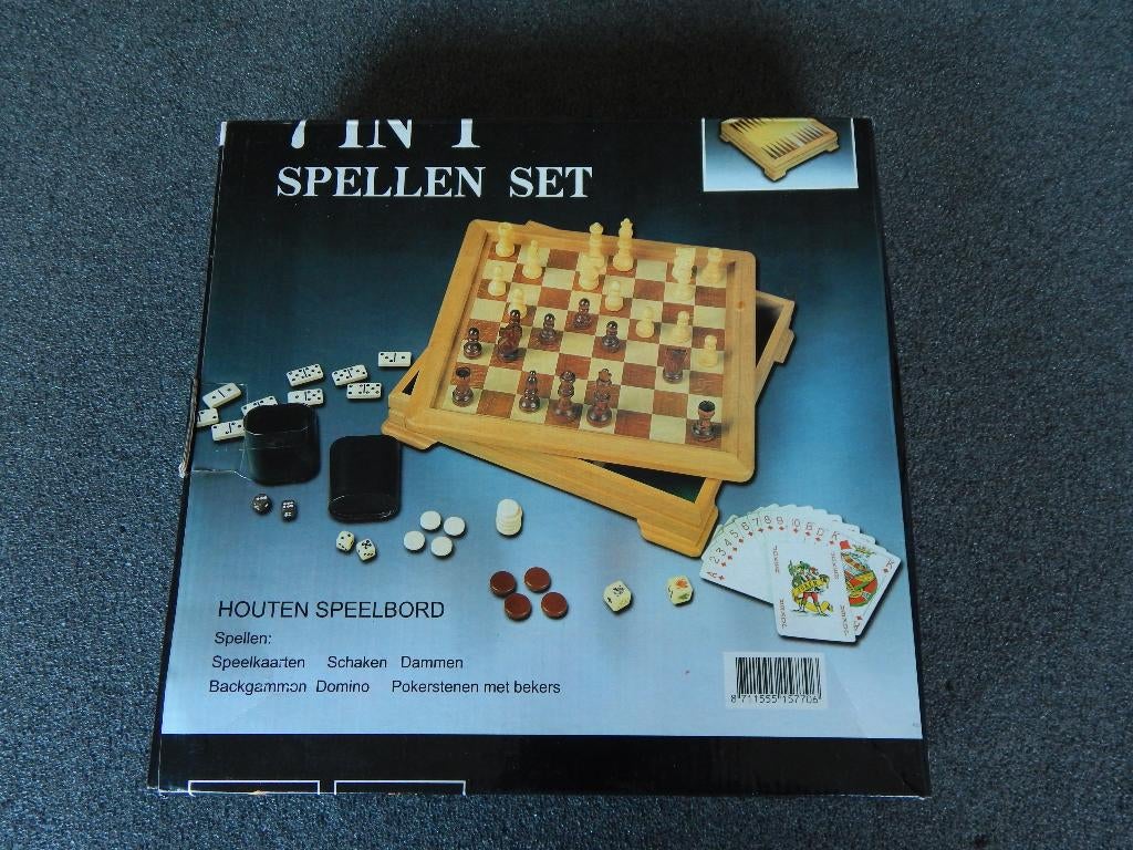 7 in 1 spellen set / kist, Vijf spelers of meer, Ophalen of Verzenden, Zo goed als nieuw