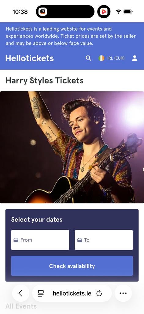8 kaarten te koop voor Harry Styles, Drie personen of meer, Mei