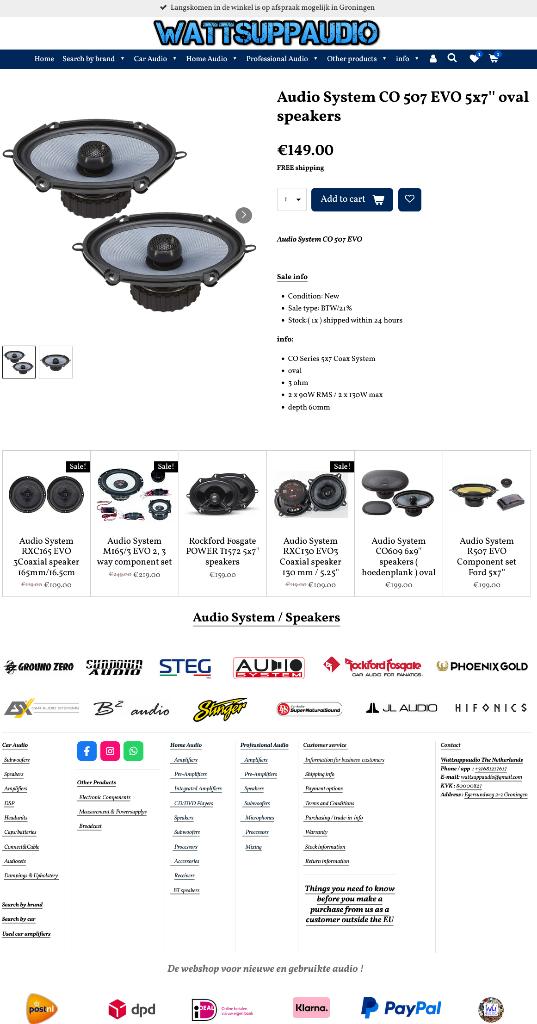 Audio System CO 507 EVO 5x7'' oval speakers, Auto diversen, Autospeakers, Info@optimount.nl, Nieuw, Ophalen of Verzenden, Anholtseweg 48A 7091 HB DINXPERLO