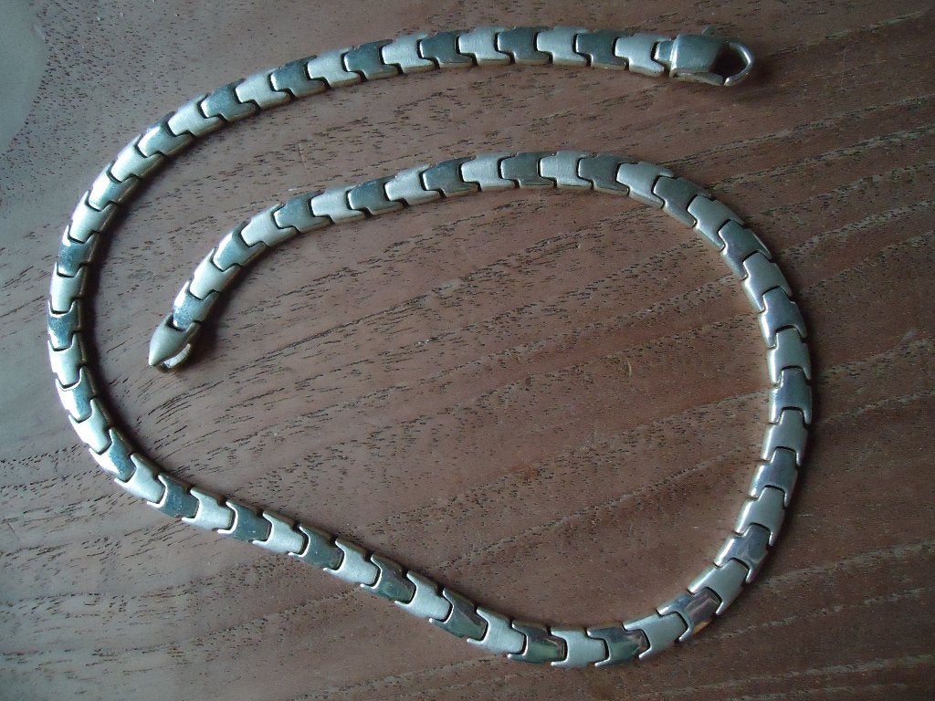mooie massieve echt zilveren ketting mat/ glans 45 cm 58,3 g, Ophalen of Verzenden, Zo goed als nieuw, Zilver, Zilver