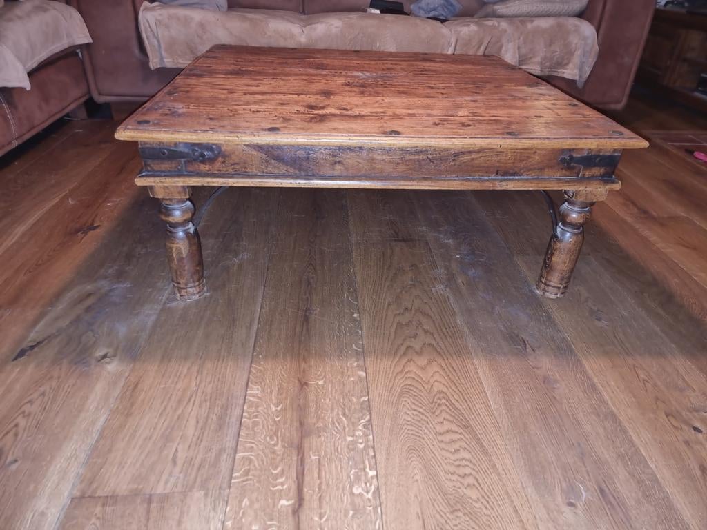 Teakhout vierkante salontafel, 50 tot 100 cm, Minder dan 50 cm, Vierkant, Teakhout