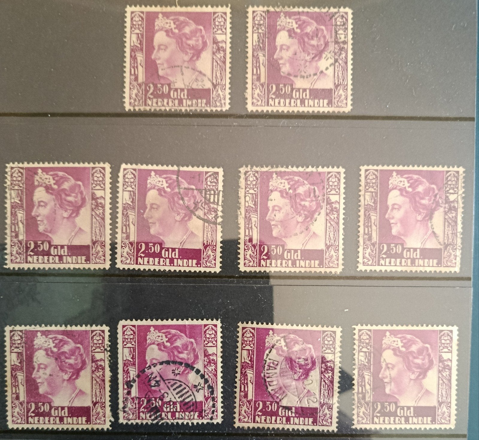 Ned. Indië. Set van 10 zegels gebruikt. 2,50 GLD., Verzenden, Gestempeld, Nederlands-Indië