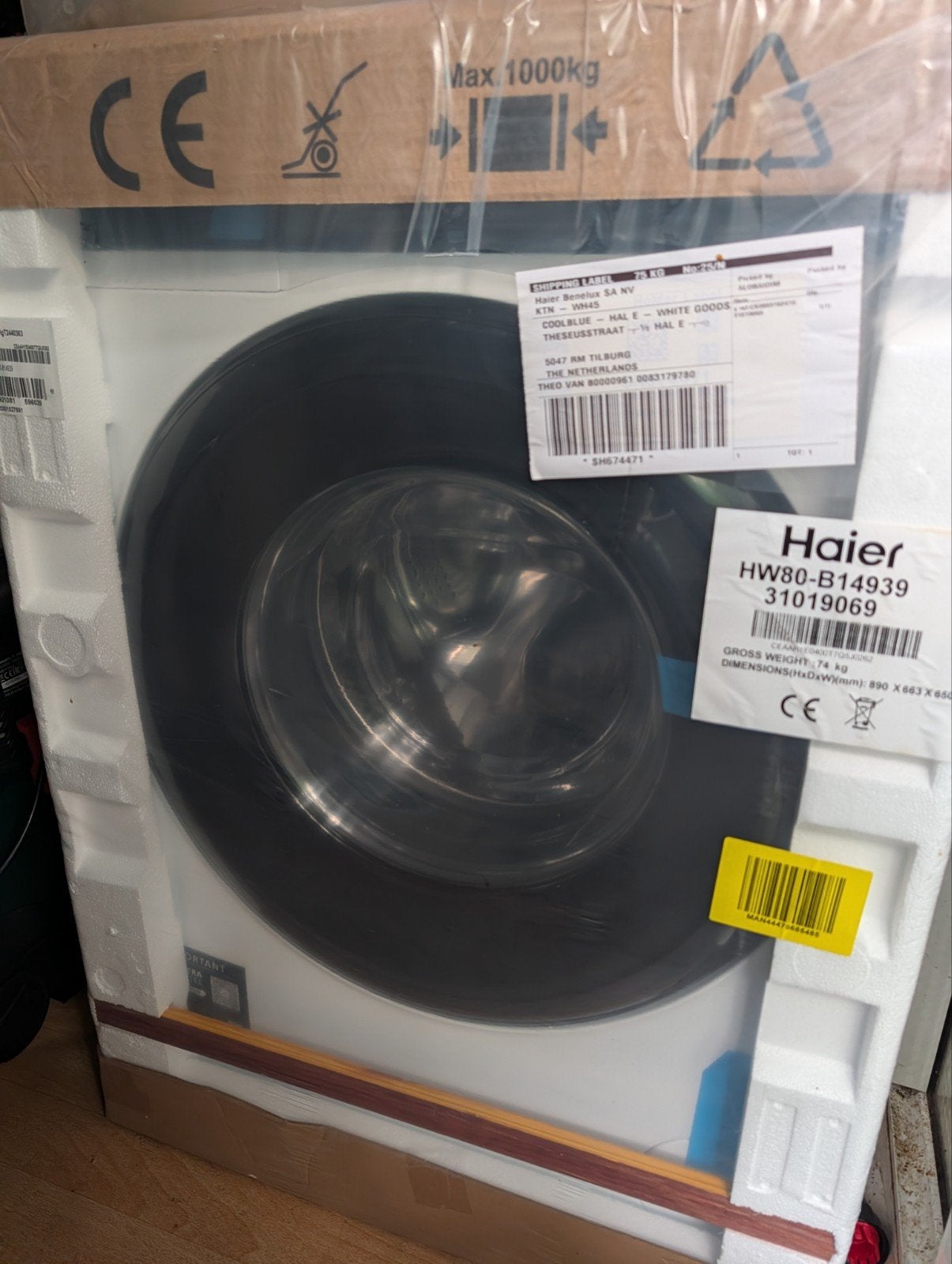 Brand new Haier HW80-B14939 washing machine., 1200 tot 1600 toeren, 8 tot 10 kg, Nieuw, Ophalen of Verzenden