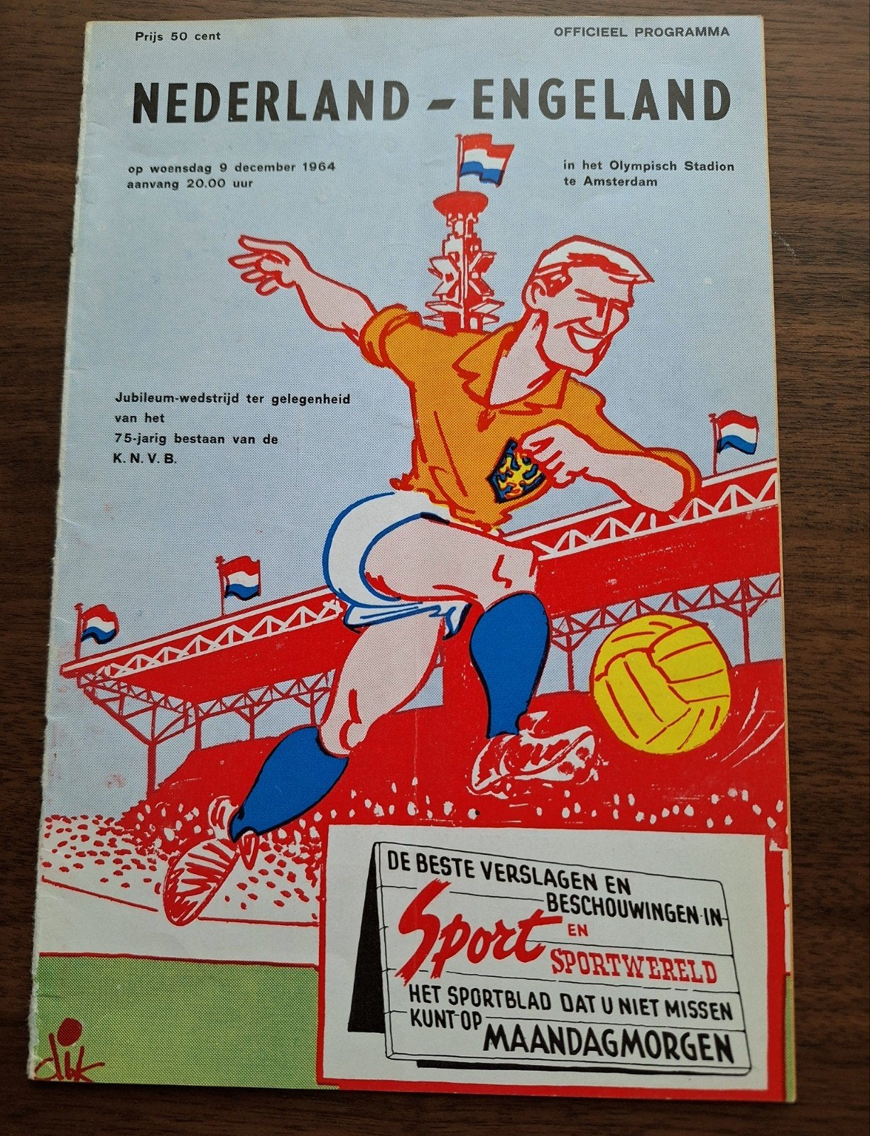 Programma Nederland-Engeland 1964 - 75 jaar KNVB Jubileum, Ophalen of Verzenden, Gebruikt, Boek of Tijdschrift