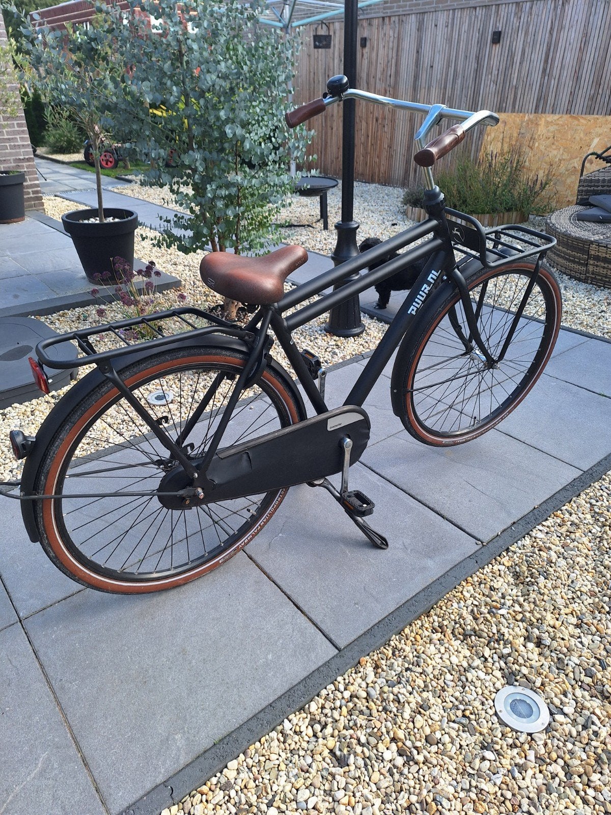 Stoere zwarte transportfiets met voordrager - 28 inch -, Terugtraprem, Gebruikt, Gazelle, Ophalen