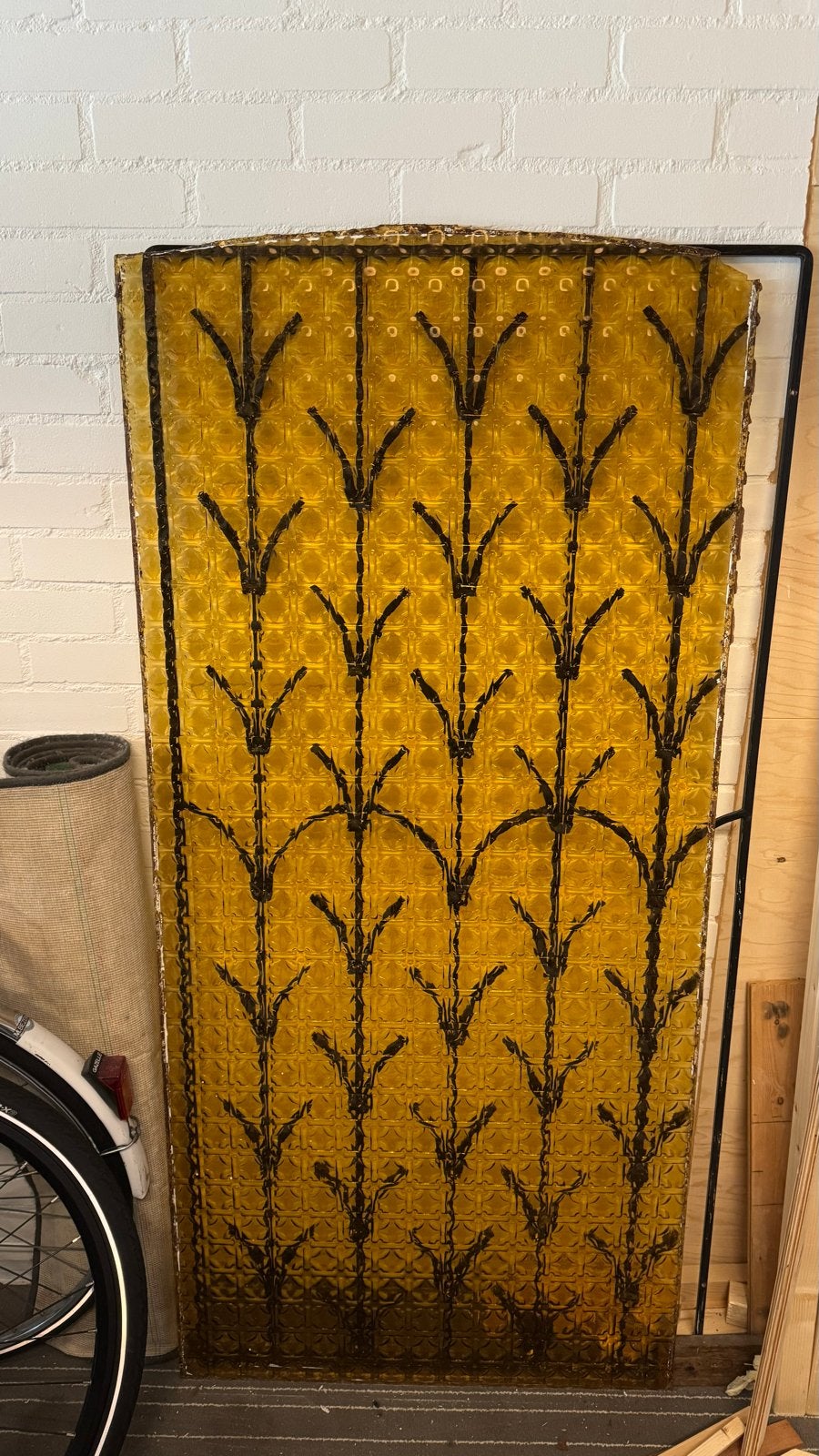 Figuurglas glasplaat patio patroon 150x70 cm geel, Doe-het-zelf en Verbouw, Glas en Ramen, Ophalen, Gebruikt, Minder dan 80 cm
