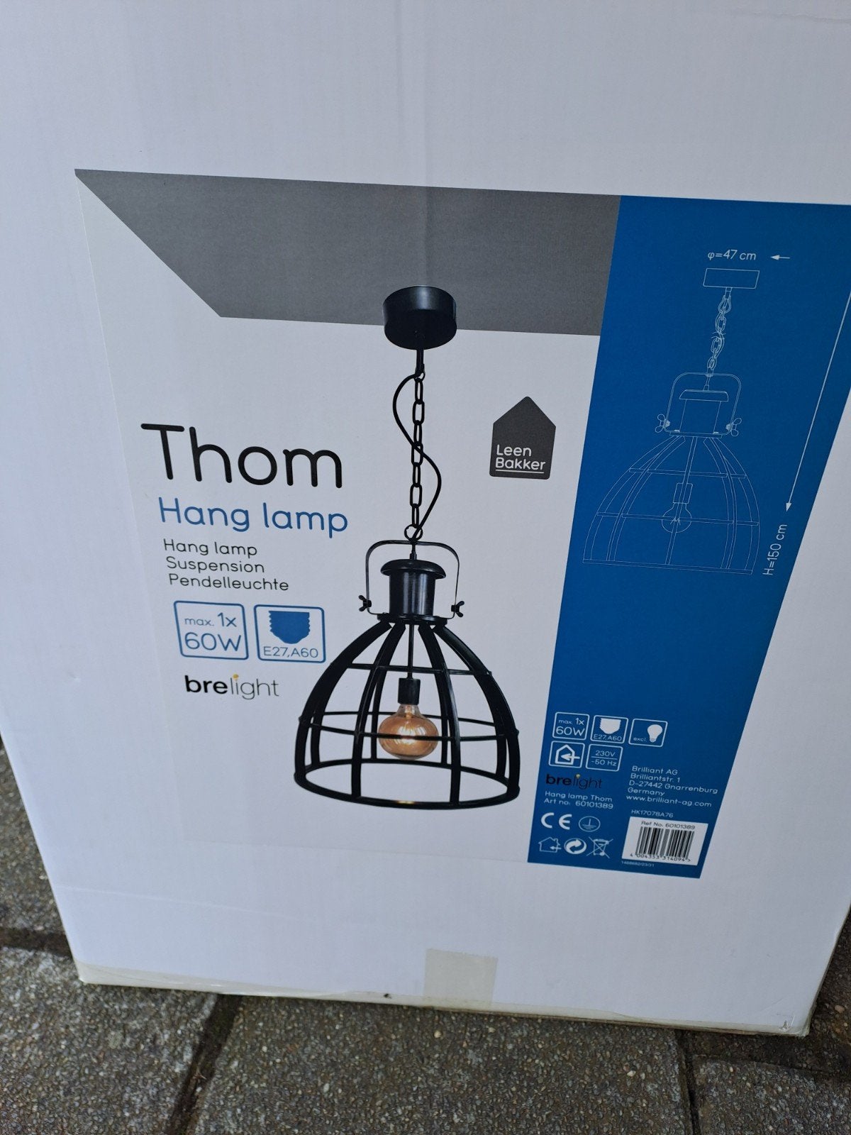 Thom Hanglamp Zwart - Leen Bakker - Nieuw in doos, Huis en Inrichting, Ophalen, Nieuw, E27 (groot), Metaal