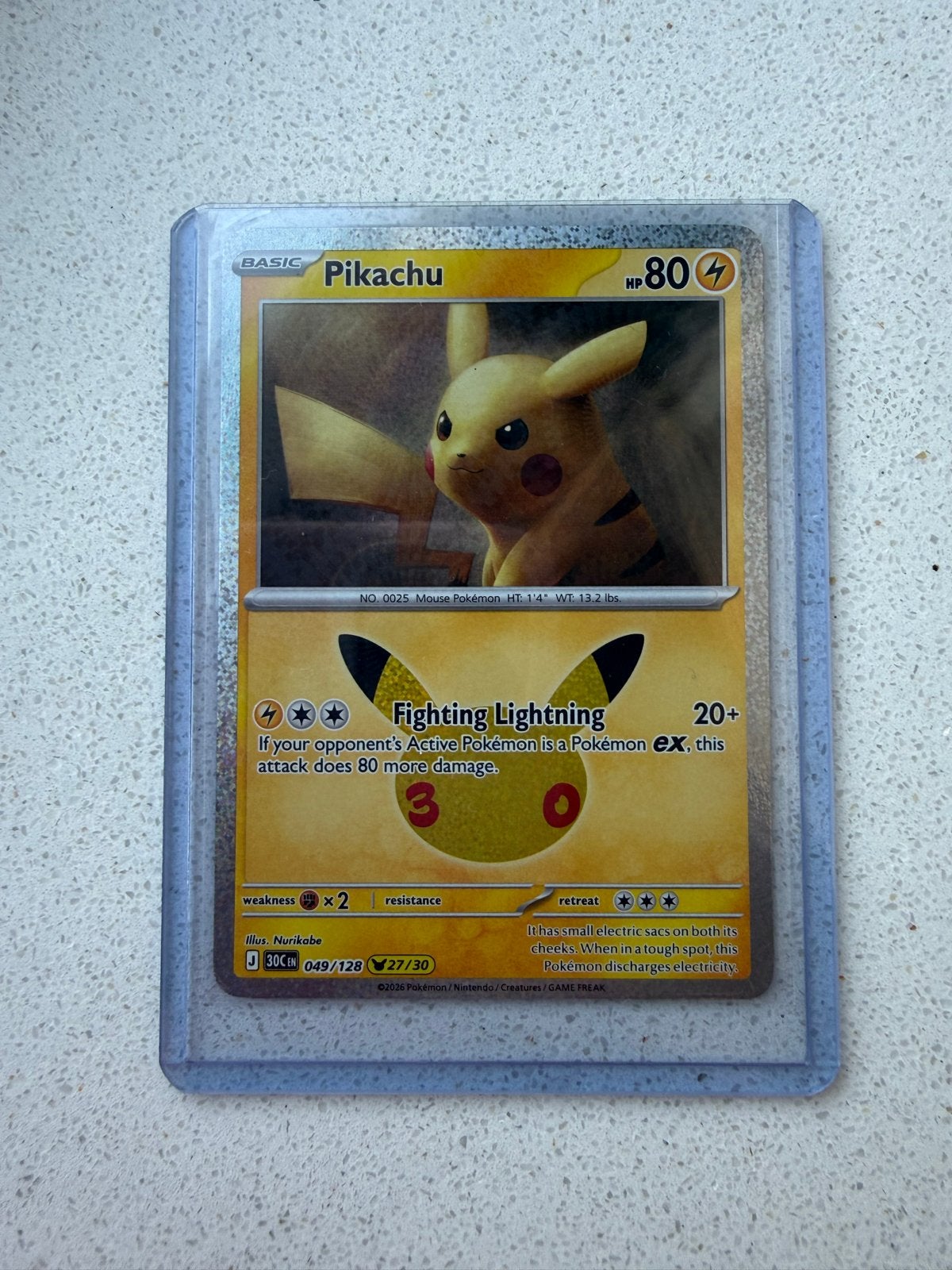 Pikachu Pokémon 30th celebrations kaart 049/128, Ophalen of Verzenden, Nieuw, Losse kaart
