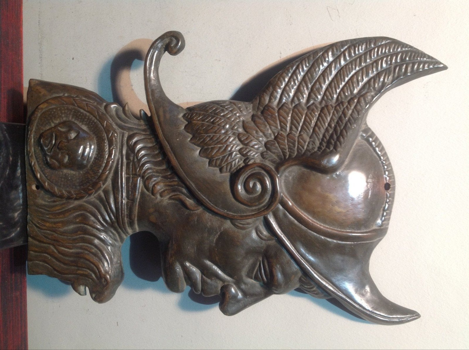 Bronzen plaquette soldaat met gevleugelde helm, ca. 1900, Ophalen of Verzenden