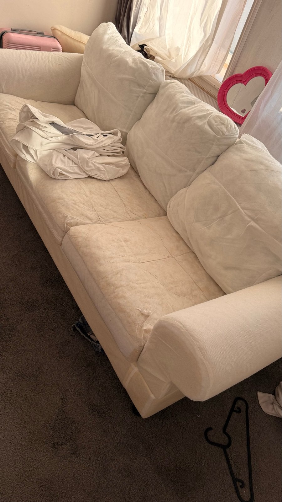 Ikea Ektorp 3-zitsbank met witte hoes, net gewassen, Ophalen, Driepersoons, 75 tot 100 cm, Zo goed als nieuw