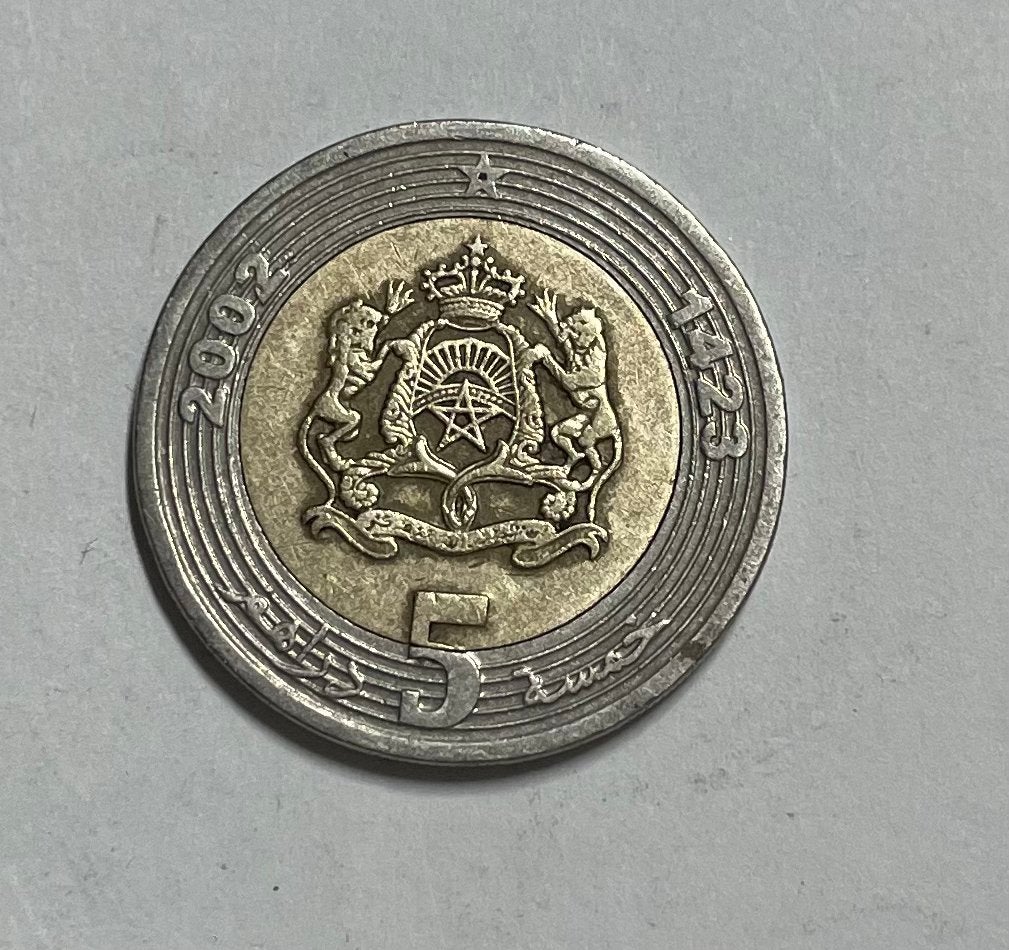 5 dirham Marokko 2002, Ophalen of Verzenden, Overige landen