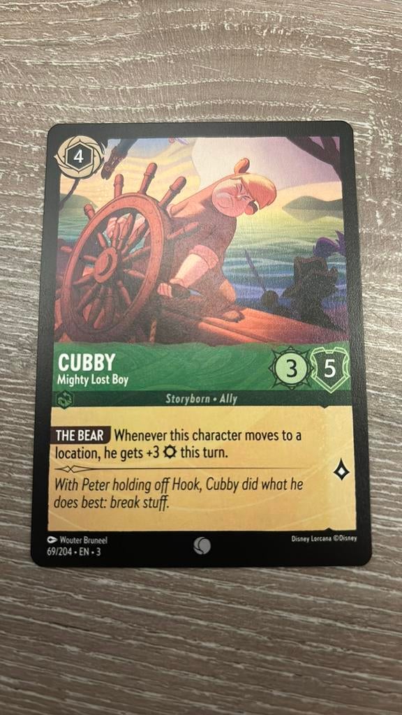 Disney Lorcana Cubby mighty lost boy 69-204 3INK nonfoil, Ophalen of Verzenden, Zo goed als nieuw, Losse kaart