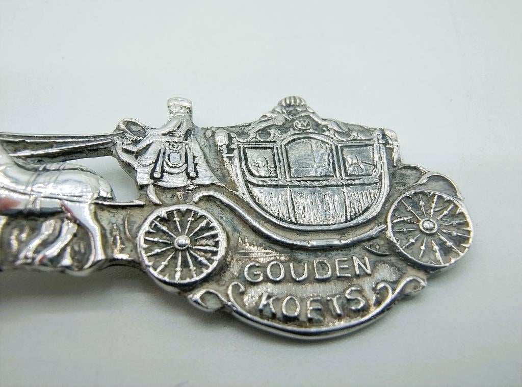 Zilveren gelegenheidslepel, Gouden koets, Fa. Gerritsen, Antiek en Kunst, Verzenden, Zilver