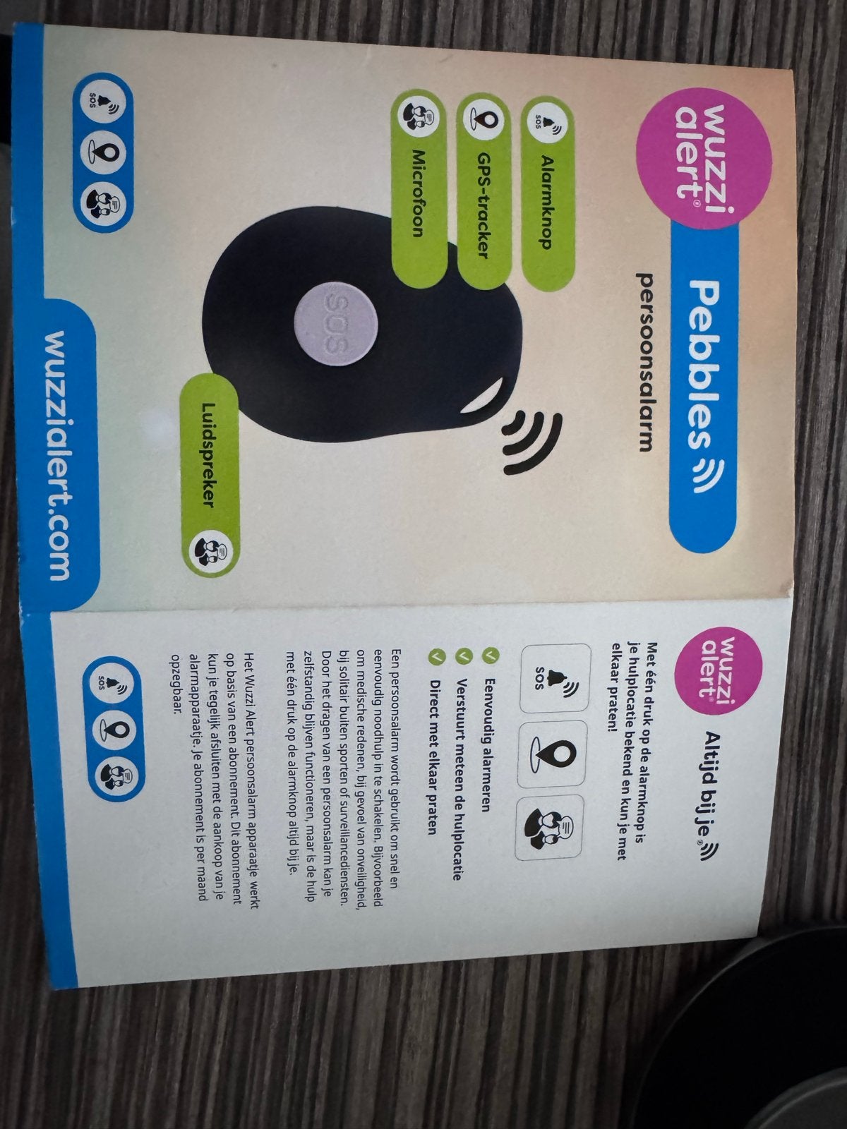 Wuzzi Alert Pebbles Persoonsalarm met GPS-tracker, Ophalen of Verzenden, Zo goed als nieuw