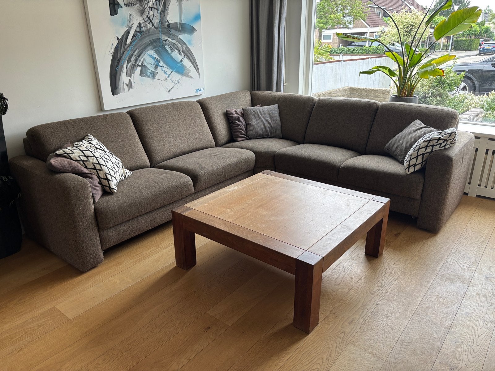 Hoekbank 280 x 250, Ophalen, 250 tot 300 cm, Gebruikt, 100 tot 125 cm