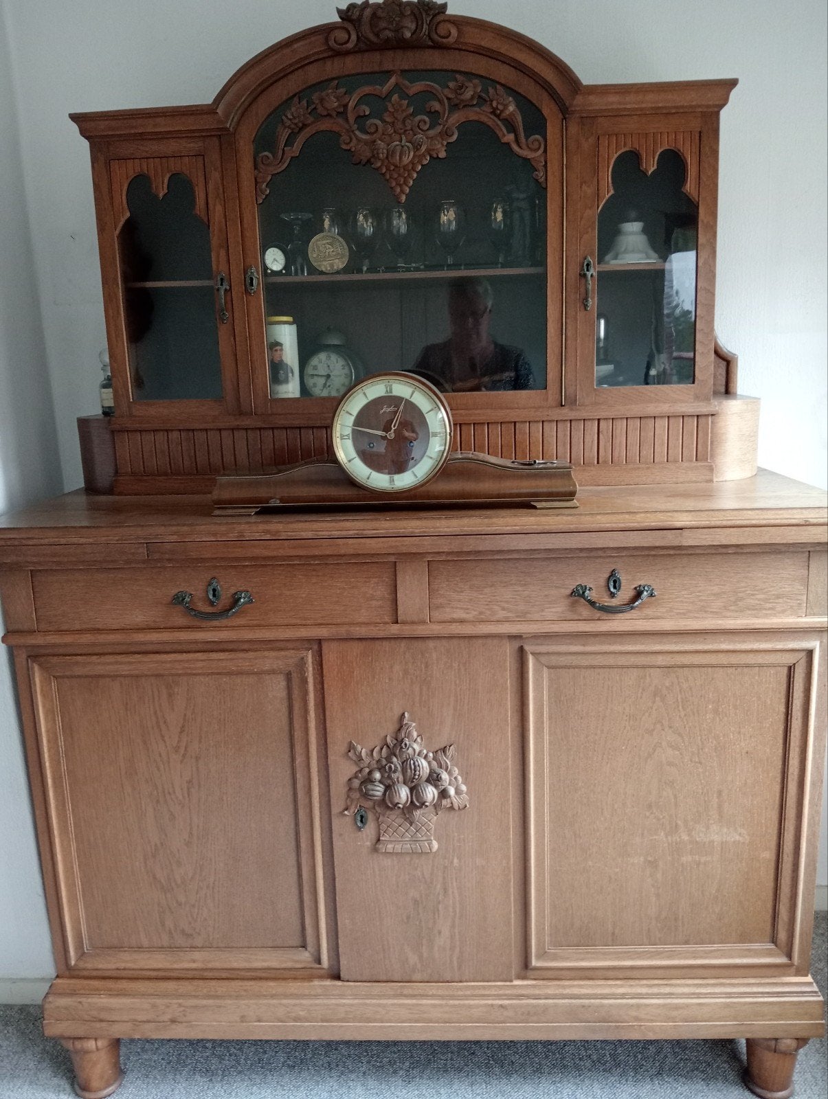 Antiek Eiken Dressoir met Vitrinekast, Antiek en Kunst, Antiek | Meubels | Kasten, Ophalen