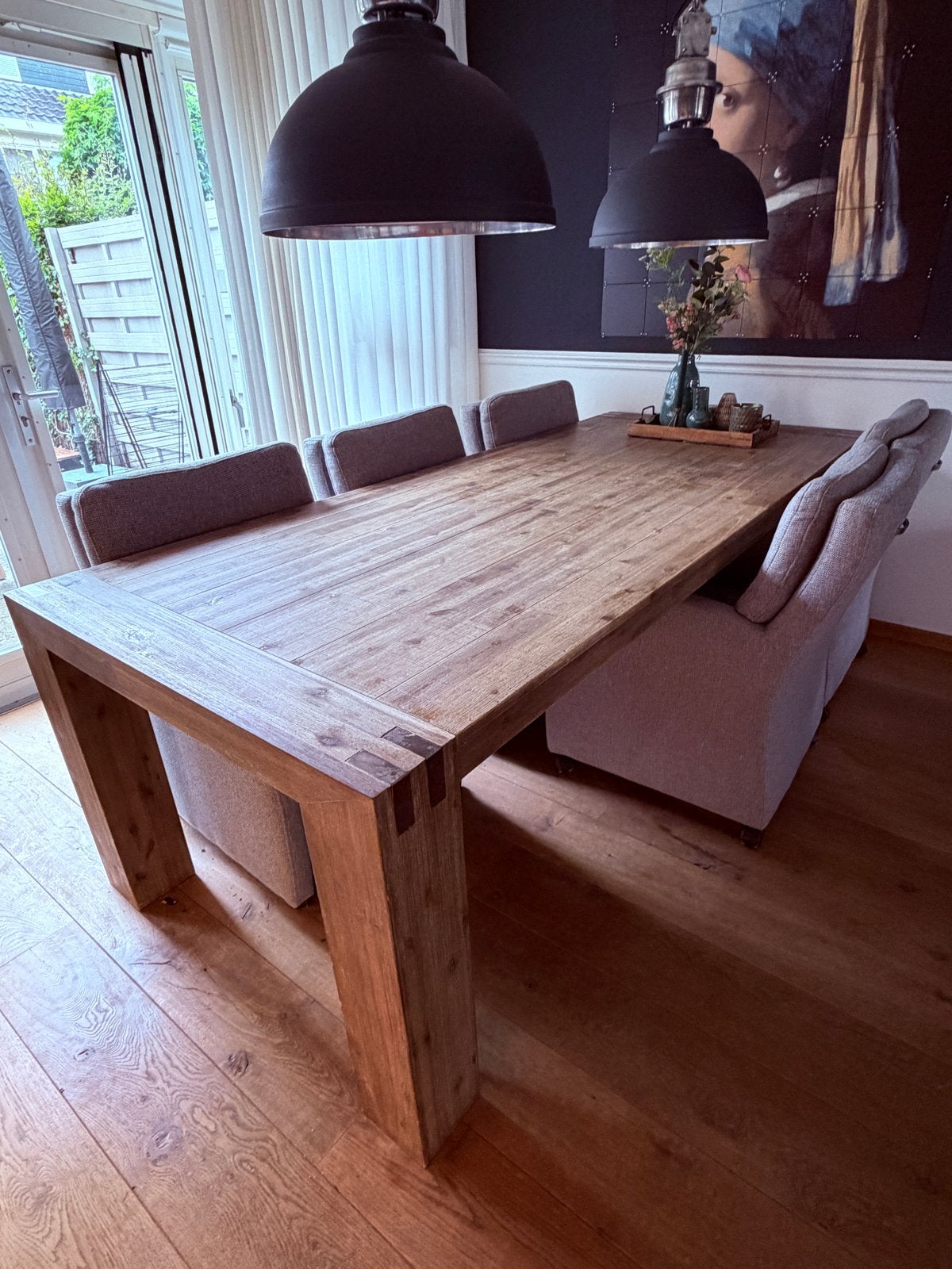 Robuuste eettafel met 6 stoelen, Ophalen, Gebruikt, 50 tot 100 cm, Vijf personen of meer