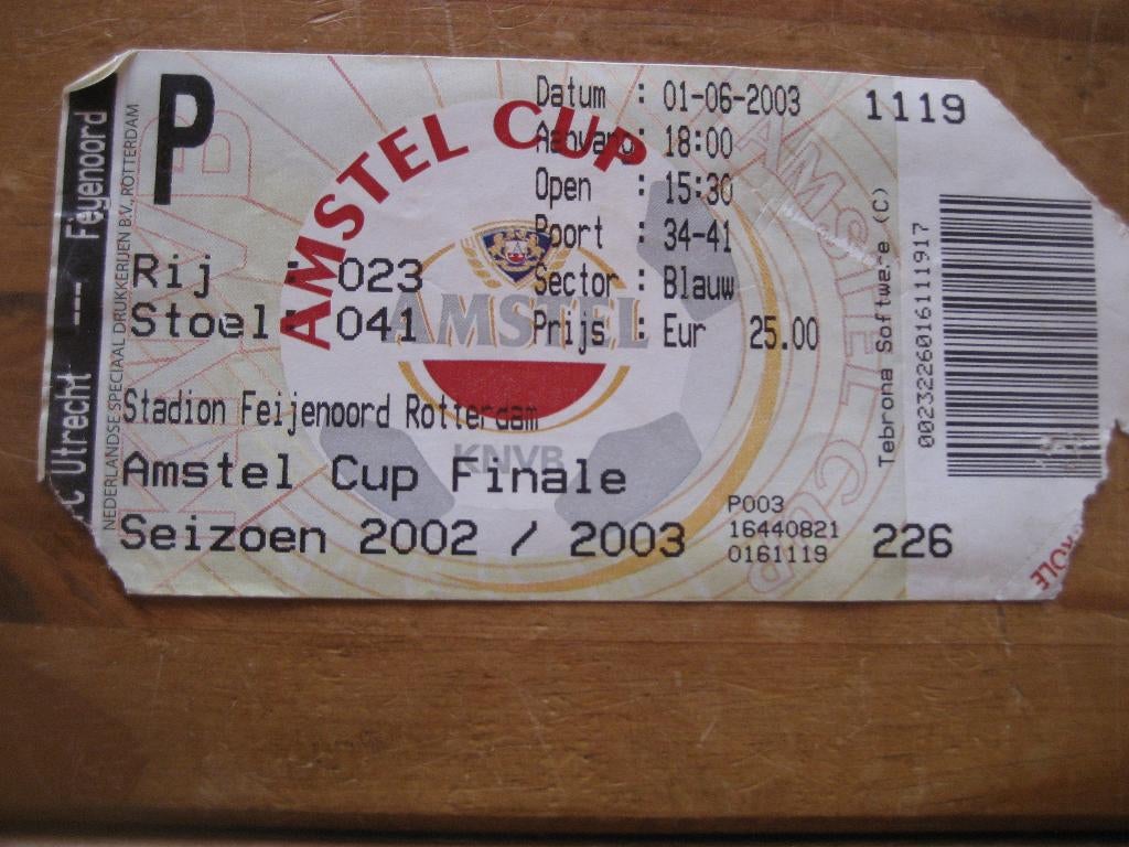 fc utrecht -feyenoord amstel cup finale 2003, Ophalen of Verzenden, Gebruikt, Feyenoord, Poster, Plaatje of Sticker