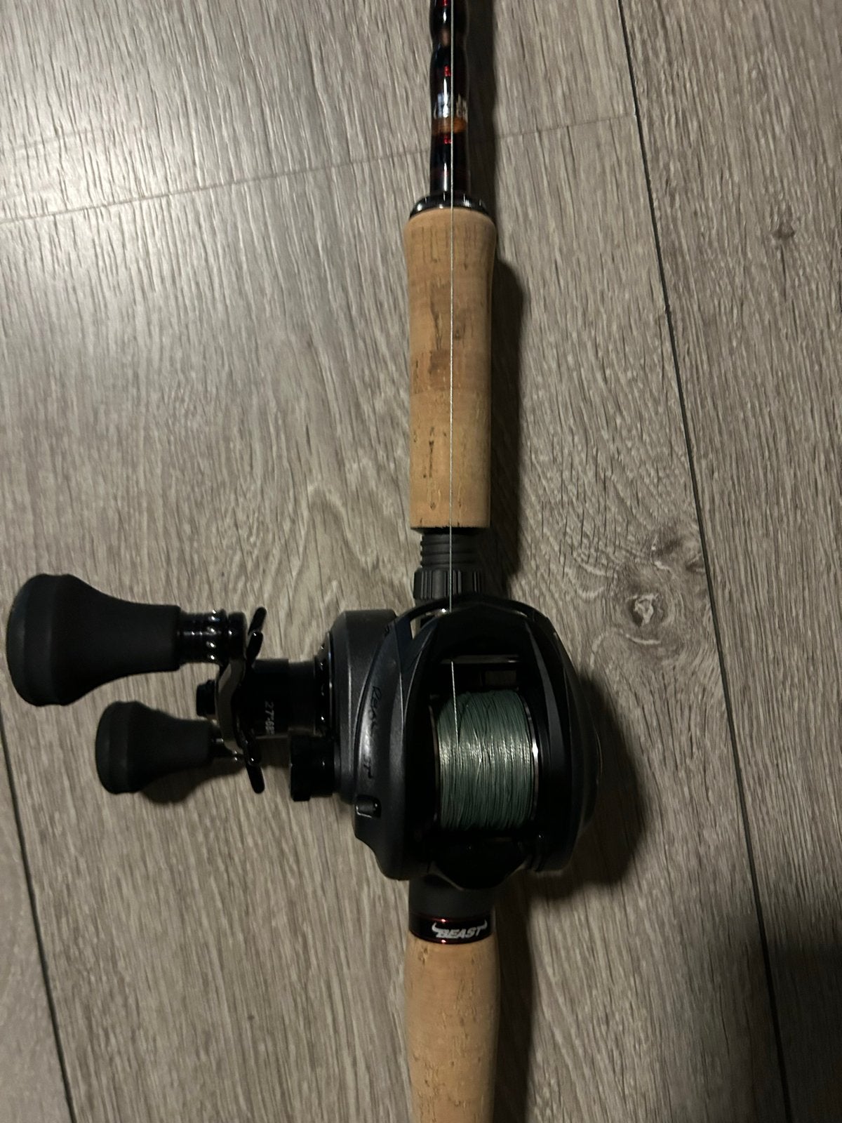 Abu garcia revo beast + abu garcia beast pro jerk, Ophalen, Zo goed als nieuw, Complete hengel