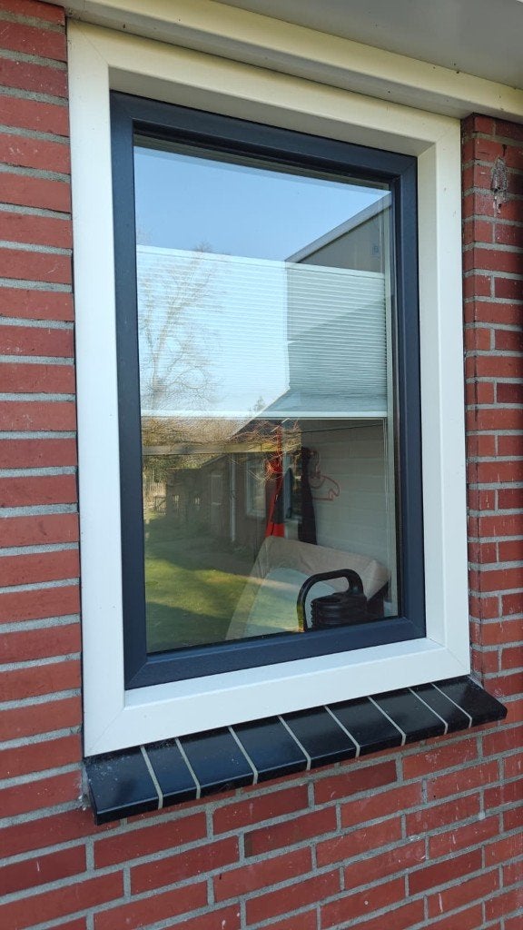 3 Kunststof kozijnen - Draaikiep en vast, Doe-het-zelf en Verbouw, Kunststof, Raamkozijn, Zo goed als nieuw, Inclusief glas