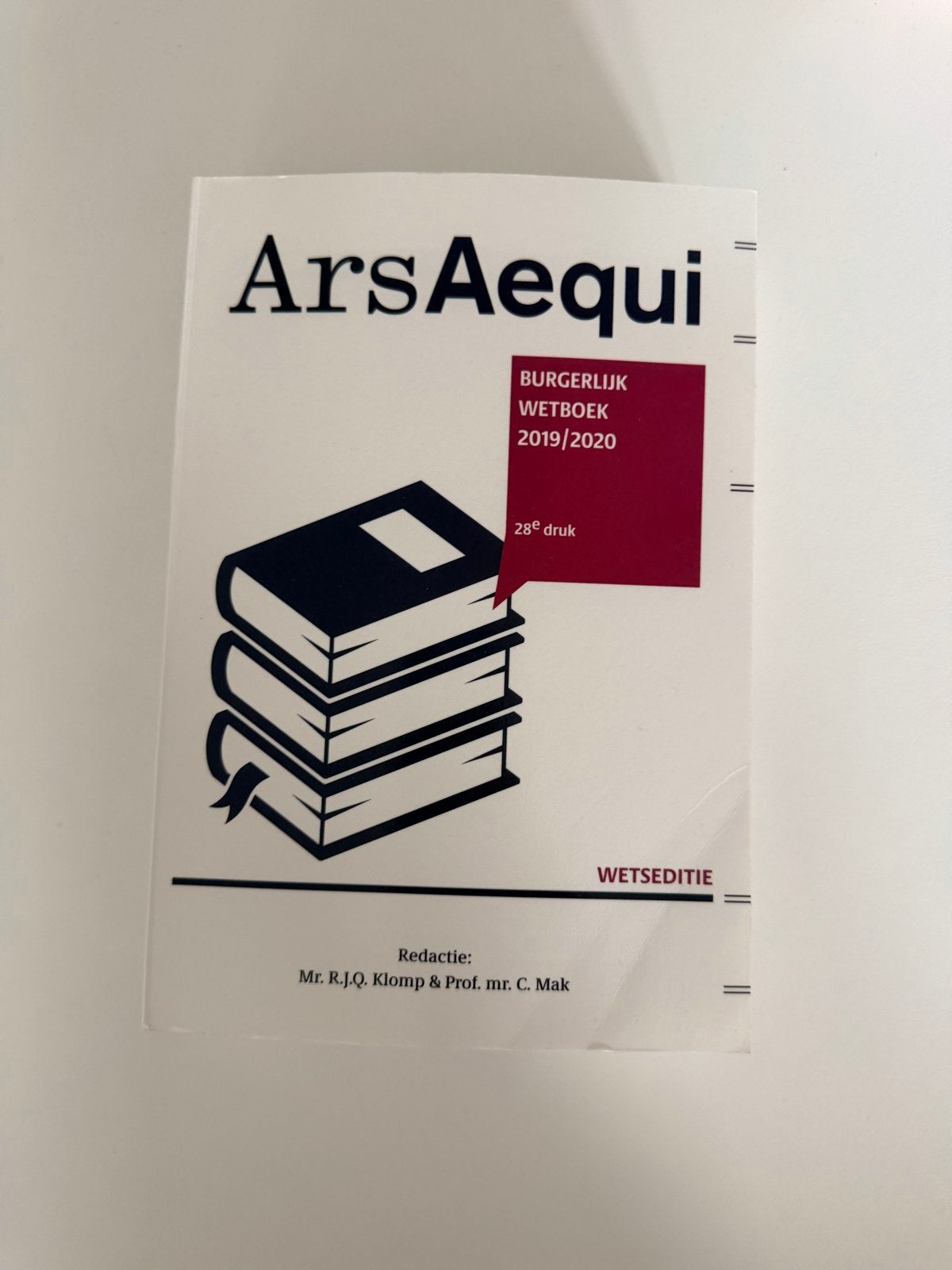 Ars Aequi Burgerlijk Wetboek 2019/2020 - 28e druk, Ophalen of Verzenden, Gamma, Zo goed als nieuw, WO