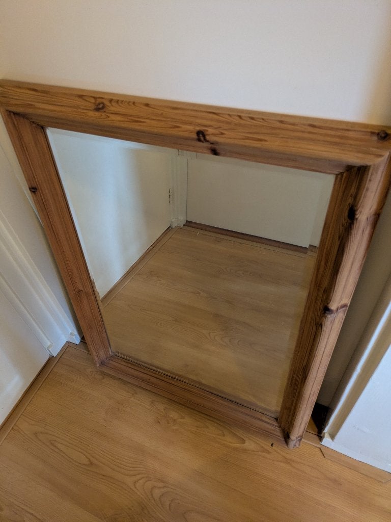 grenen spiegel, Ophalen, Gebruikt, Minder dan 100 cm, Rechthoekig