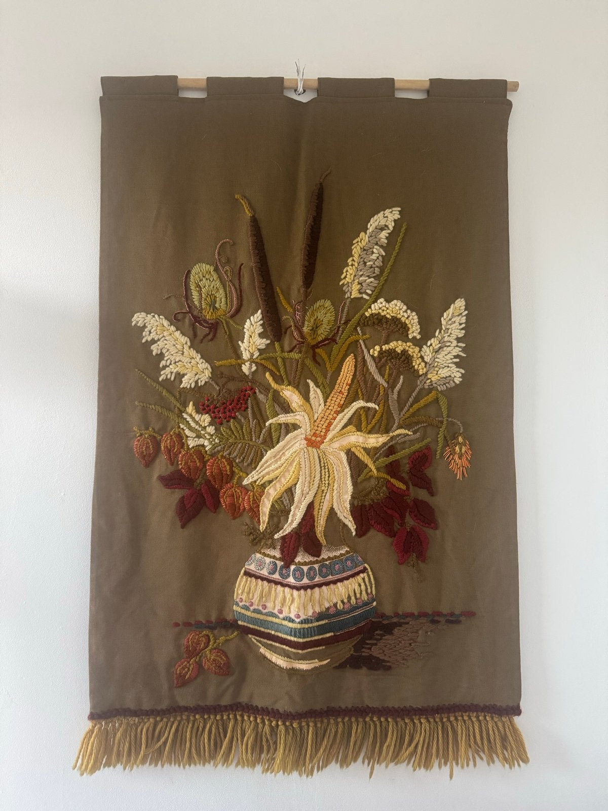 Handgemaakt Wandkleed met Prachtige Geborduurde Bloemen, Ophalen of Verzenden