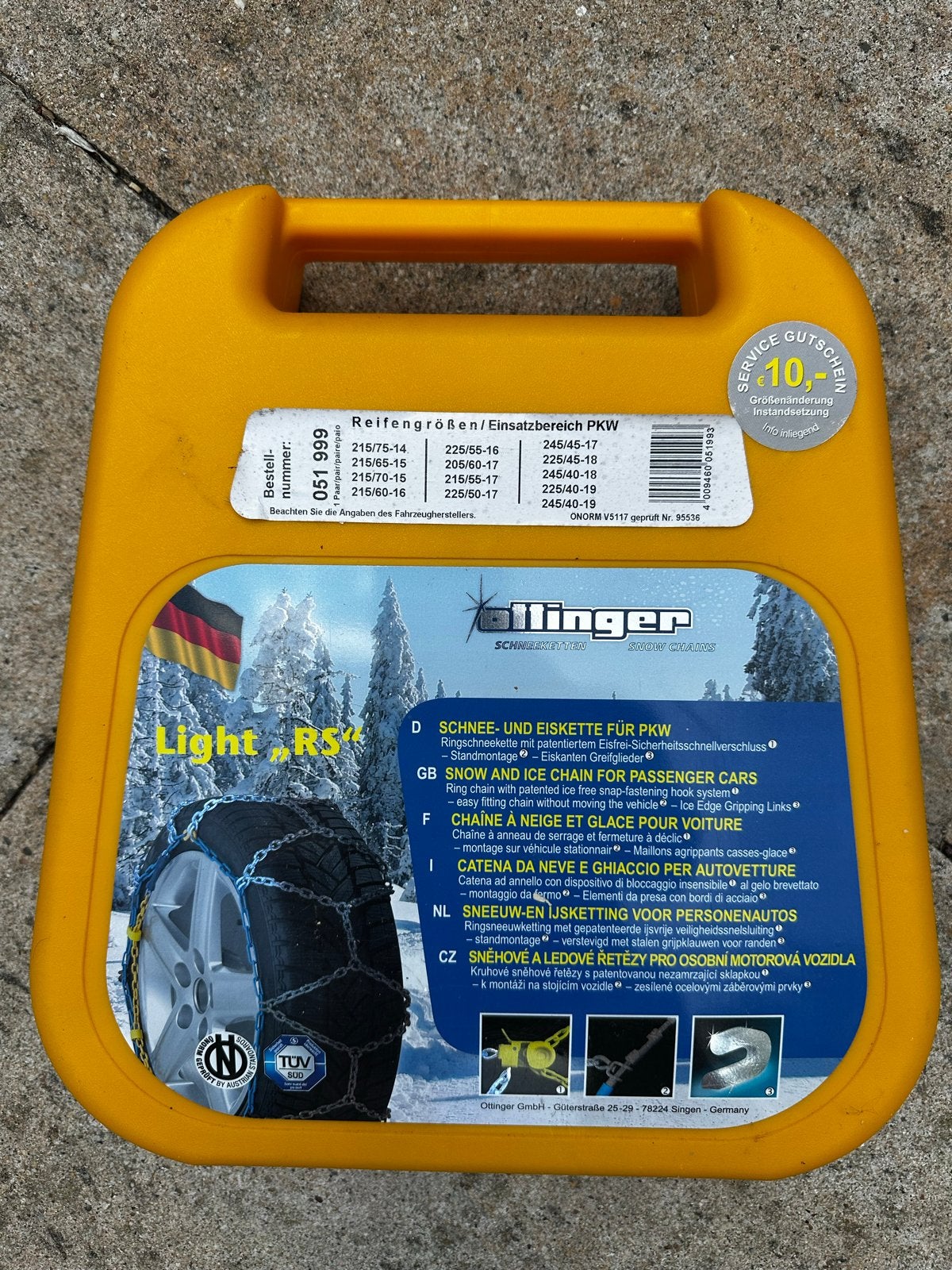 Ollinger Light "RS" sneeuwkettingen voor personenauto's, Auto diversen, Sneeuwkettingen, Ophalen of Verzenden, Nieuw