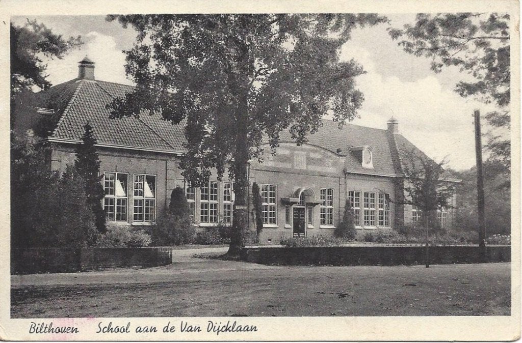 Bilthoven (Utr.) Van Dijcklaan, School, gelopen 1946, Ophalen of Verzenden, 1920 tot 1940, Gelopen, Utrecht