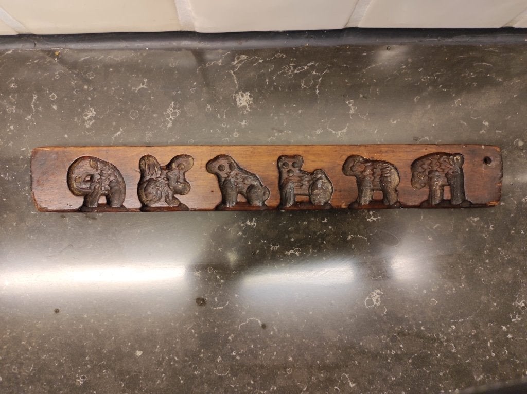 Antieke suikerbeesten mal (helft) / speculaasplank ca 1880, Ophalen of Verzenden