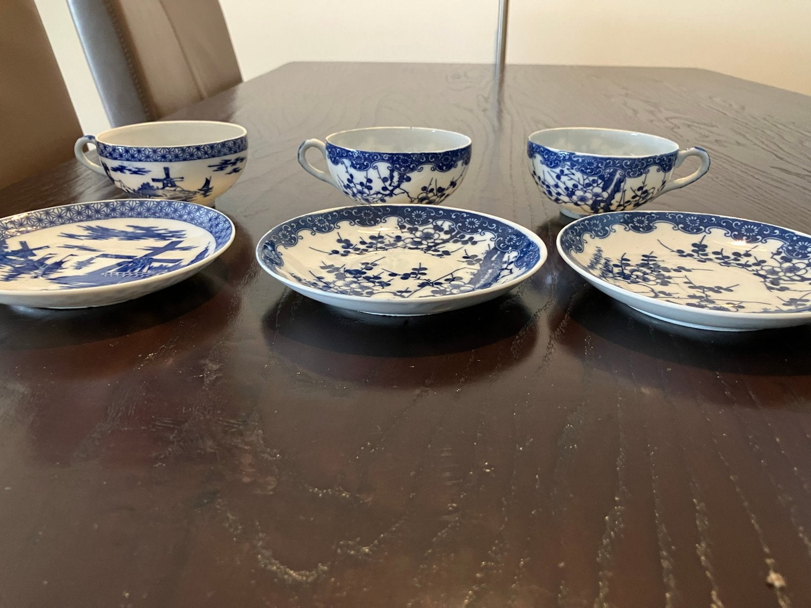 Set van 3 Delfts Blauwe Kopjes en Schotels, Antiek en Kunst, Ophalen