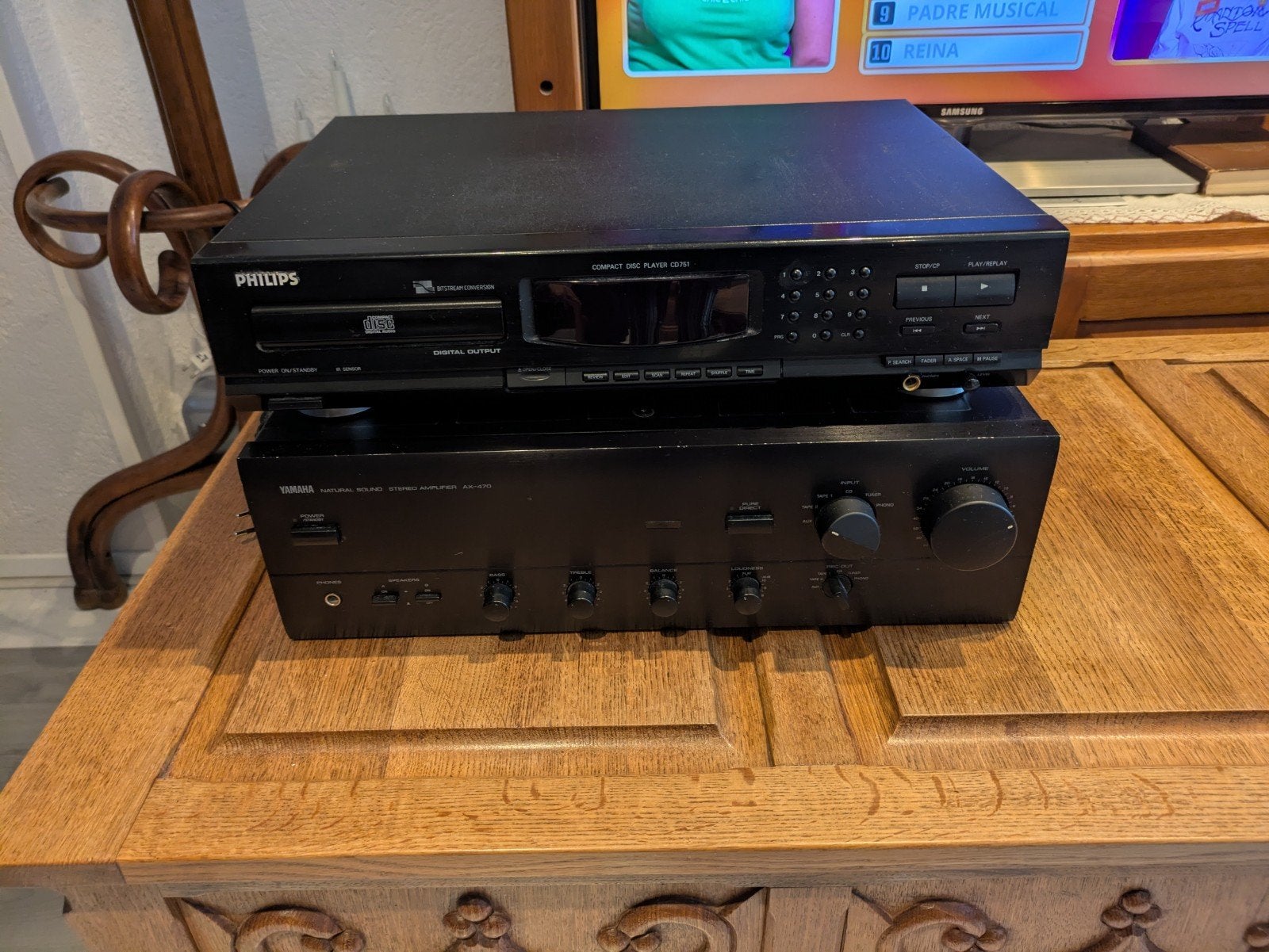 Yamaha AX-470 Stereo Versterker & Philips CD-speler, Ophalen, Gebruikt, Yamaha, 60 tot 120 watt