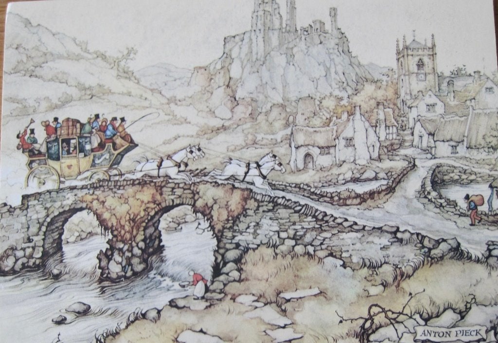 Anton Pieck - postkoets op de brug, Verzamelen, Ansichtkaarten | Themakaarten, Verzenden, 1980 tot heden, Ongelopen, Overige thema's
