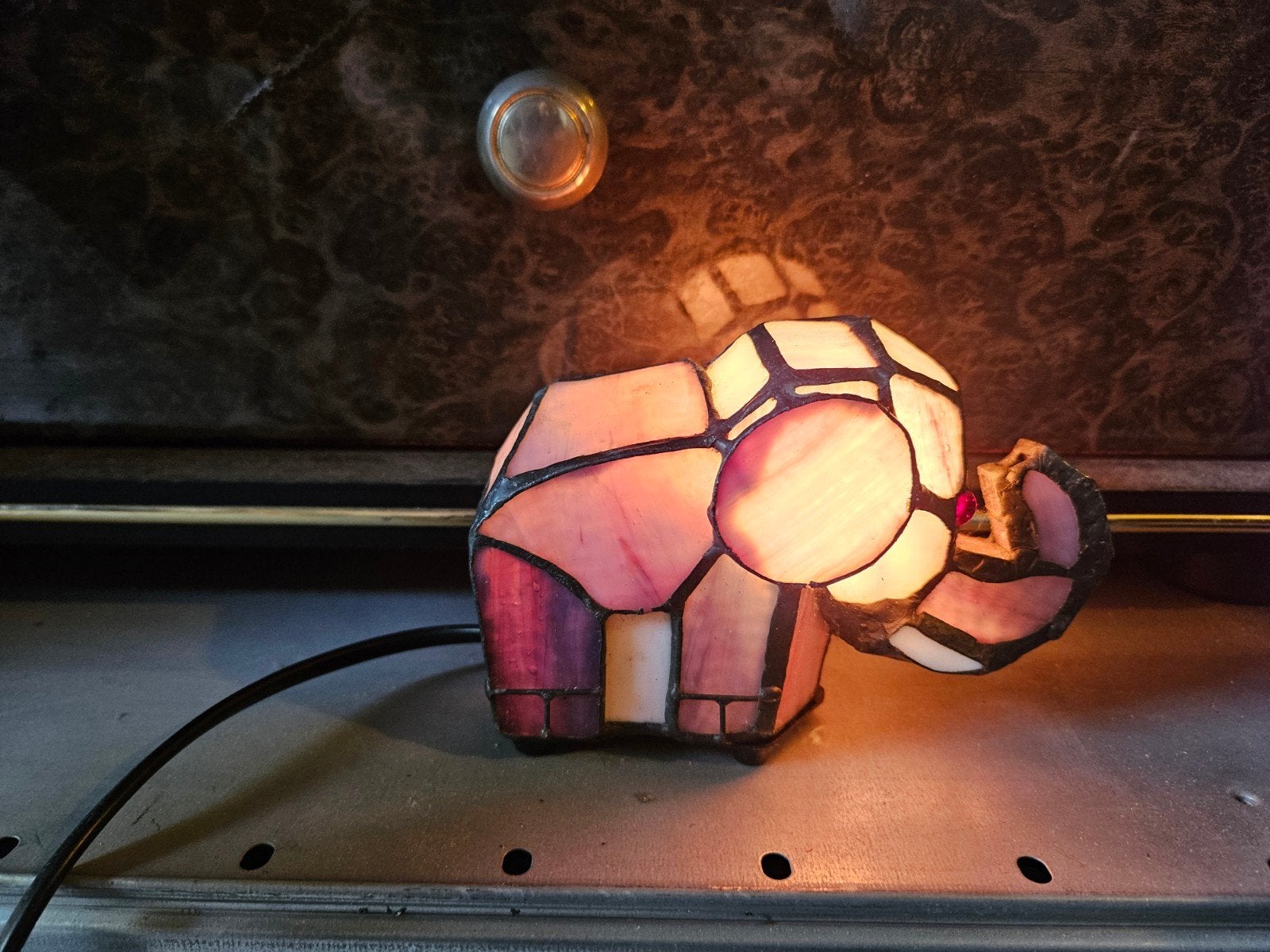 Unieke Tiffany-stijl Olifant Lamp - Paars Glas, Ophalen of Verzenden