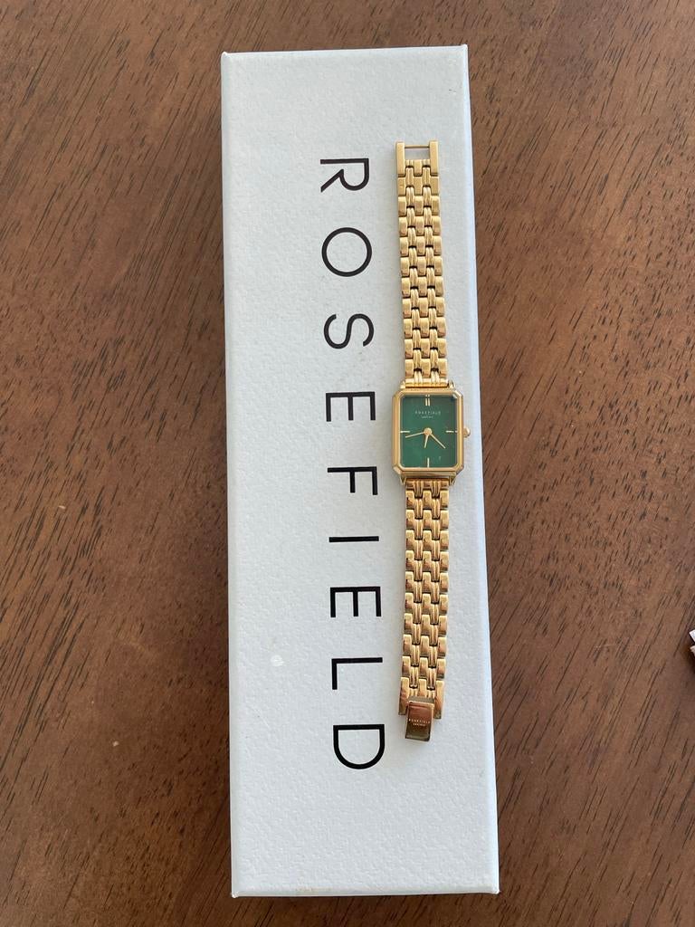 Rosefield Polshorloge Goudkleurig met Groene Wijzerplaat, Overige merken, Overige materialen, Polshorloge, Ophalen of Verzenden