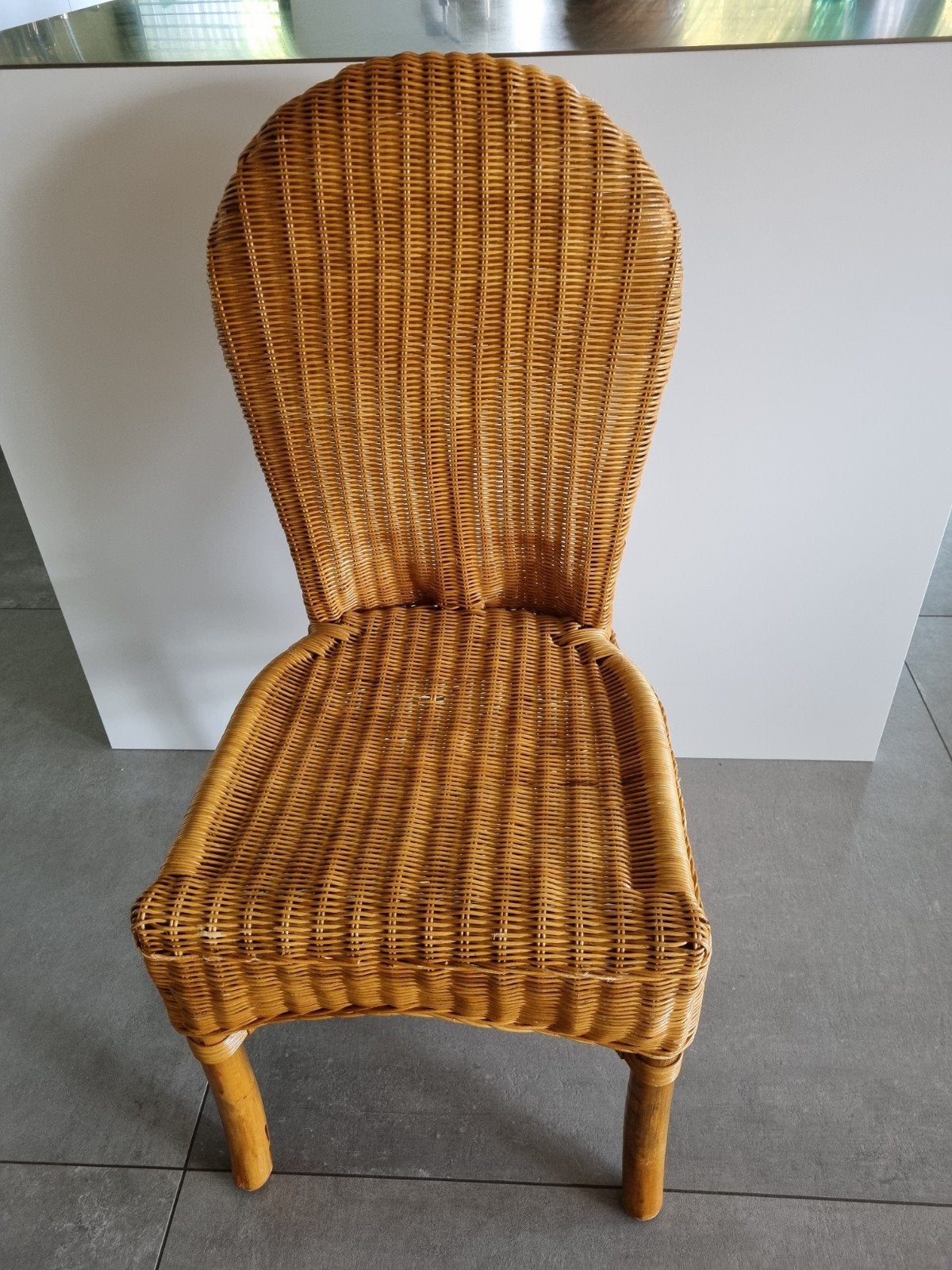 Rotan stoel - Vintage look, Ophalen, Gebruikt, Bruin, Riet of Rotan
