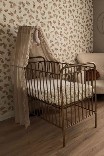 Polini ledikant brons met matras en klamboe, Ophalen, Gebruikt, Minder dan 140 cm, Matras
